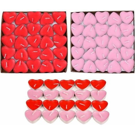 100 x Love Candles Romantic Candles Smokeless Tea Light for Table Decoration Wedding Valentine's Day Birthday Halloween Christmas (1/5)