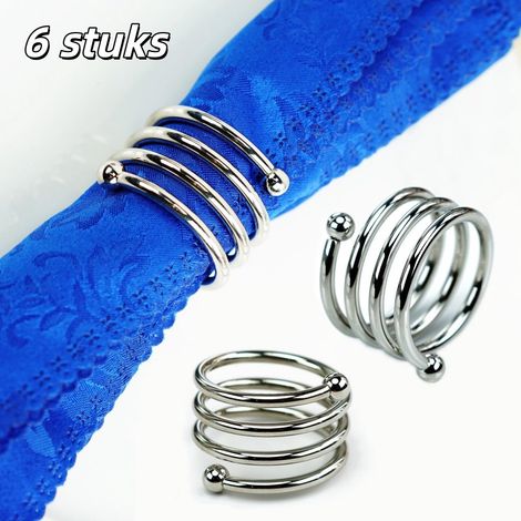 Lot de 6 ronds de serviette argentés pour décoration de table mariage réception et événements (1/5)