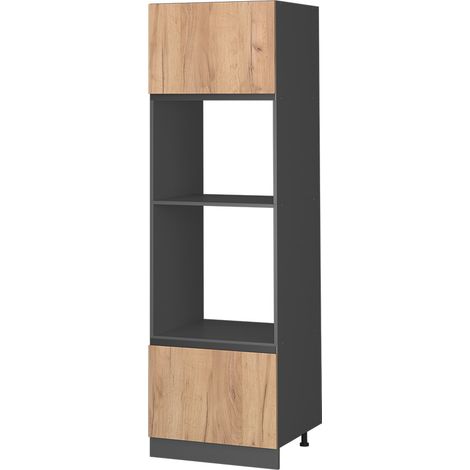 Armoire micro-ondes R-Line, Chêne de force doré, 60cm J-Shape, Vicco