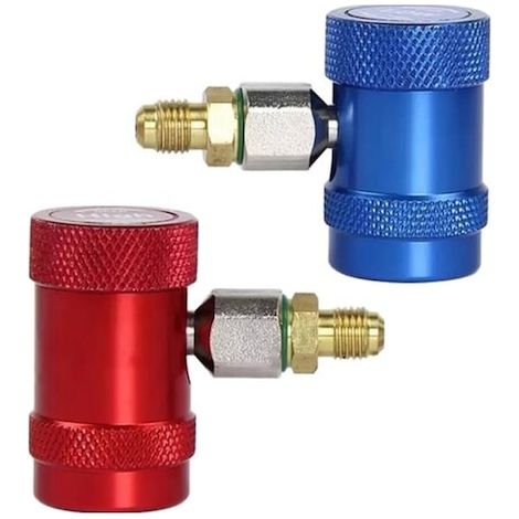 2x R1234YF KFZ Adaptador Schnellkupplung Klimaanlage Hoch&Nieder Schnellwechsler (1/5)