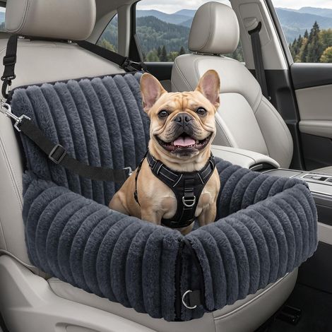 Dog Car Seat, Removable Dog Car Seat for Small to Medium Dogs, Washable Leash, Memory Foam Padding for Back Seat and Front Seat, Grey (1/5)