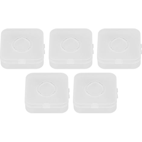 Étui de rangement pour éponges de maquillage, 5 pièces, boîte transparente blanche, protection anti-poussière, ventilée et légère, coffret de stockage pour houppettes. (1/5)