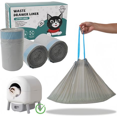 REZEA Sacs à déchets pour litière pour chat intelligente, 100 pièces (1/5)