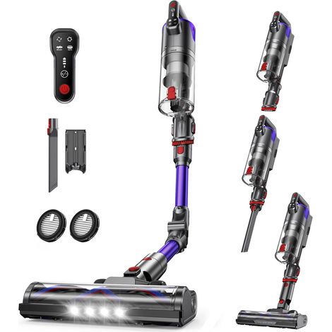 Aspirateur balai sans fil - 550W/50Kpa - Autonomie 45 mins maxi - Brosse anti-emmêlement - écran LED - Tube Pliable - Violet