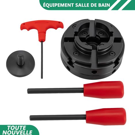 WAOBDLA Round 4-mâchoires chuck 45 acier M182.5mm/0.1in avec clé en forme de T et 2 leviers de serrage (1/5)