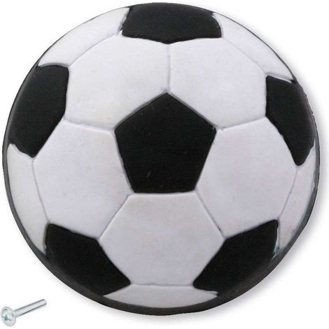 Möbelknopf aus Kunststoff in Fußballform, 40 mm Durchmesser, 28 mm Höhe, inklusive Schraube. Geeignet für Türen, Kommoden, Regale, Küchen, Badezimmer, Kinderzimmer (Mädchen und Jungen) und Kleiderschr (1/3)