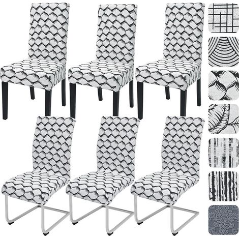 Stuhlhussen 6er Set Jacquard Stretch für Schwingstühle, waschbar, universal (1/5)