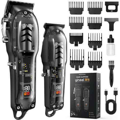 Tondeuse Cheveux Homme Professionnelle, Sans Fil Rechargeable avec Lames Céramique de Précision, Charge USB-C, 8 Sabots de Coupe, Écran LED de Batterie – Idéal Cadeau Homme (1/5)