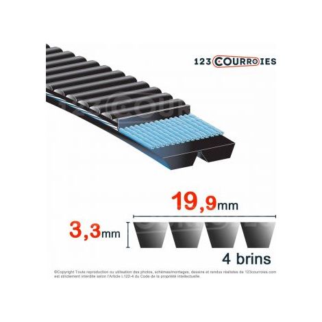 Courroie trapézoïdale polyuréthane Bando Banflex 4-5MS1180