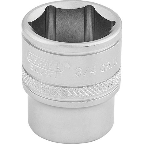Draper 3/4-Inch 6-Point Socket for 3/8-Inch Square Drive – Micro Satin Chrome Finish, Model 16574 (1/5)