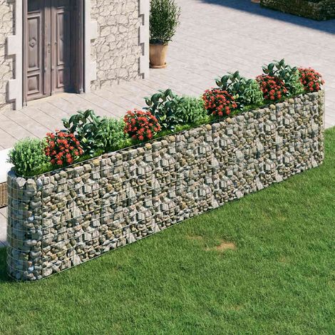 vidaXL Gabbione con Letto Rialzato in Acciaio Zincato 470x50x100