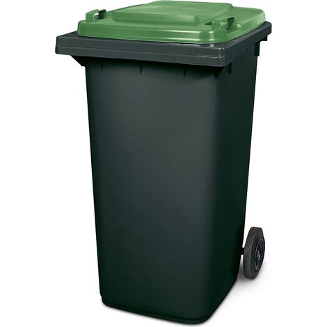 BRB 240 Liter MGB, Mülltonne Abfalltonne, grau mit farbigem Deckel (grau/grün) (1/2)