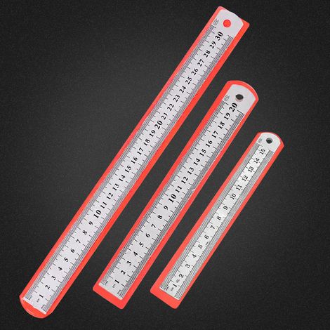 Règle en acier inoxydable (3 unités, 15 cm, 20 cm et 30 cm), couleur argentée (1/5)
