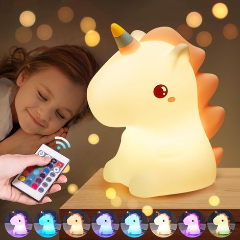 Veilleuse enfant licorne en silicone – Lampe LED rechargeable avec télécommande, 16 couleurs et 5 niveaux de luminosité – Veilleuse douce pour chambre enfant (1/5)