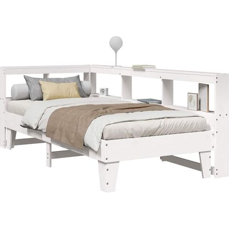 Bookcase Bed without Mattress White 75x190cm Solid Wood Pine vidaXL (1/5)