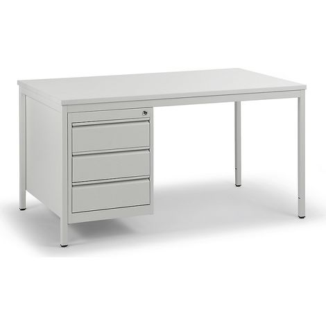 eurokraft basic, Bureau d'atelier gris clair, tiroirs 3 x 140 (1/5)