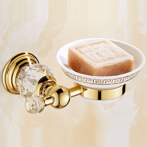 Porte-savon cristal doré accessoire salle de bain mural acier inoxydable 500 g – Livraison gratuite (1/4)