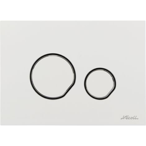 Plaque de déclenchement DUO - double débit - Blanc, bague chromé brillant - Nicoll (1/4)