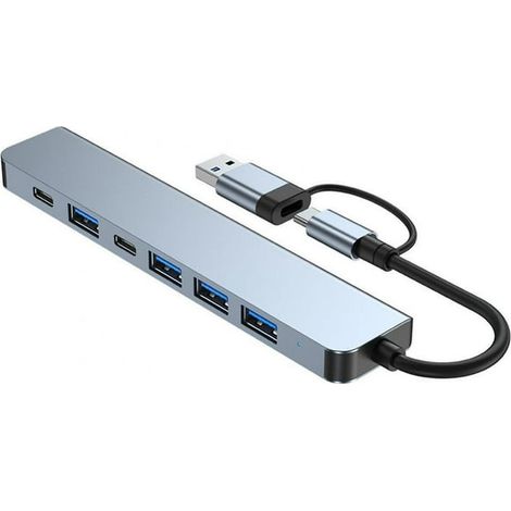 Hub USB-C 7-en-2 multifonction avec USB 3.0 et charge PD 100 W, adaptateur multiport pour ordinateur portable, tablette et périphériques, transfert rapide de données (1/4)