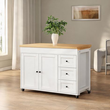 Buffet coloris blanc en mDF métal 116 x 45 x 89 cm (1/5)