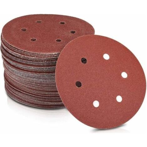 QORVA
-Disques abrasifs en papier Ø 125 mm Grain 240 6 trous en rouge Papier abrasif pour ponceuses plaques de plâtre, ponceuses à col long.Lot de 50 disques,de