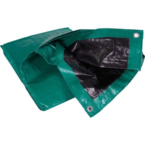 Telo occhiellato pesante impermeabile rinforzato in polietilene verde nero per copertura e protezione Brixo - 4x5 mt
