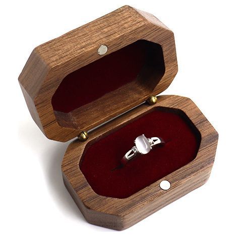 Boîte à bagues en forme double, boîte à bagues de mariage, boîte à bagues de mariage, fiançailles de mariage pour la Saint-Valentin(Bordeaux) (1/5)