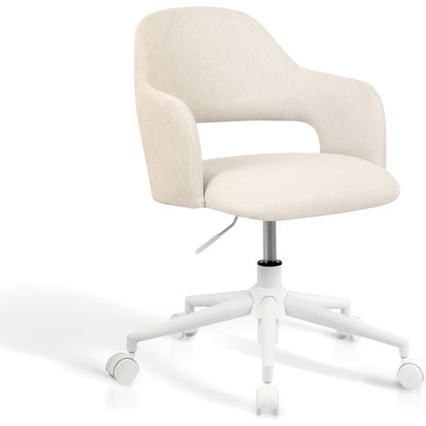 HISPANOHOGAR, chaise de bureau à roulettes modèle Mia, en tissu beige (1/5)