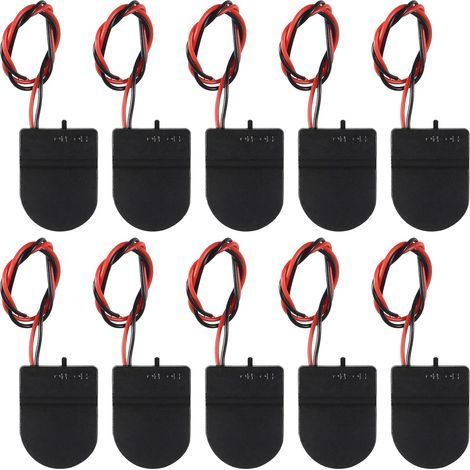 10 supports de piles CR2032, 1 boîtier de support pour pile bouton 3V avec fil et interrupteur marche/arrêt (noir) (1/5)
