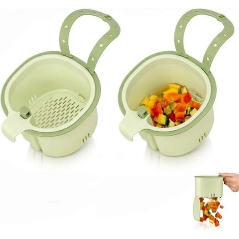 Panier d'évier suspendu cuisine multifonctionnel, crochet pour robinet, filtre évier, nettoyage facile, vidange par pression, vert (1/5)