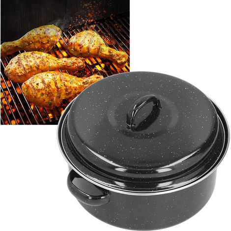 Rôtissoire Ovale - Émail Fer Acier Inoxydable - Pour Barbecue et Patates Douces - Noir - 23,6 x 9,5 cm - 1 Pièce (1/5)