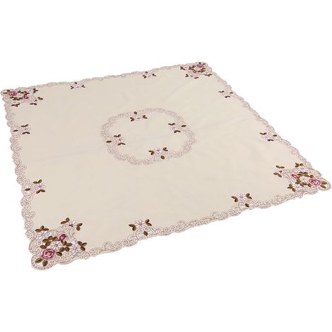 Nappe élégante brodée de style européen, chemin de table floral, carrée, 150 x 150 cm (1/5)