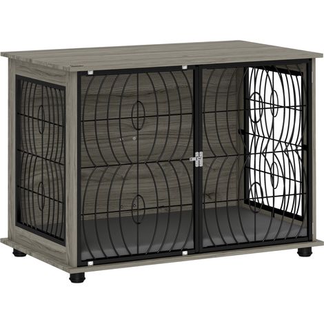 Caseta para perros de interior en aglomerado gris 100 x 60 x 73,5 cm (1/5)