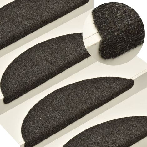 10 pcs Tapis autoadhésifs de marches, Tapis d'escalier, Marchettes D'escalier Marron clair 56x17x3 cm MKS44516 (1/5)