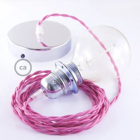 Elementi per creare lampada Creative-cables tm08 cavo tessile fucsia 50cm (1/3)