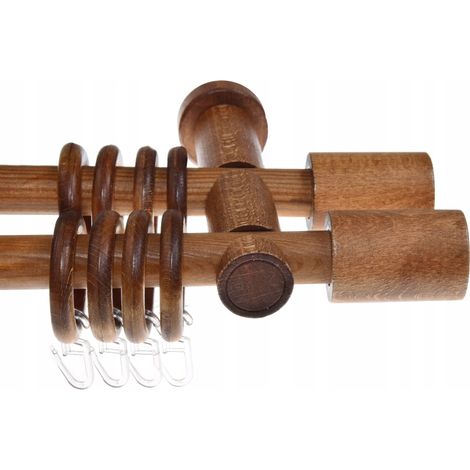 Tringle à rideaux double en bois, style moderne, en chêne, cylindrique, 120 cm, Fi20 (1/5)