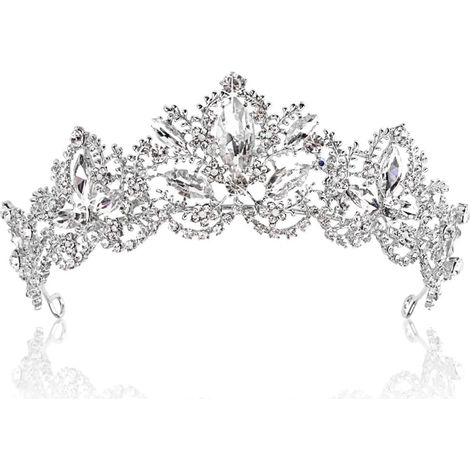 Couronne de cristal, tiare en zircon cuivré ornée de strass et de fleurs en cristal (1/5)