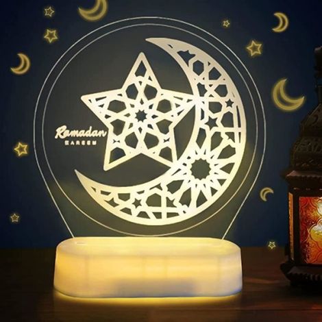 Ramadan Décoration LED Lampe Lune Etoile Eid Mubarak pour la Maison, Fêtes - toile toile (1/4)