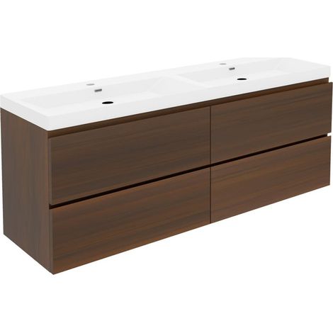 Ensemble meuble avec double vasque - SAT B-Way 119×50×45 - noyer