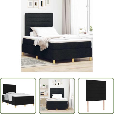 Lits modernes - Lit à ressorts avec matelas Noir 120 x 200 cm tissu (1/5)