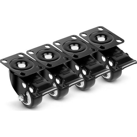 Lot de 4 roulettes pour meubles robustes de 40 mm avec 4 freins et vis pour meubles, transport, table et armoire