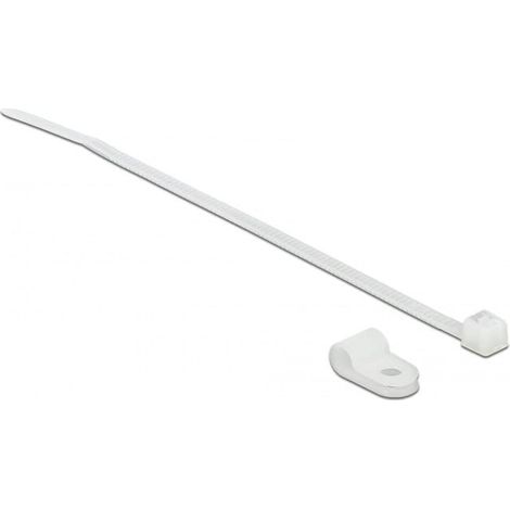 18861 - MOUNTING CLAMP 4.8 MM WITH CABLE TIE L 150 X W 2.5 MM WHITE DELOCK