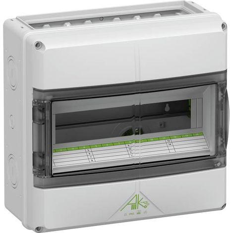 Spelsberg Piccolo distributore, grigio, grado di protezione IP65, 14 TE, resistenza agli urti IK08, classe di protezione II, tensione nominale 400V AC, DLG, UL-EU, VDE, privo di alogeni, 73351401