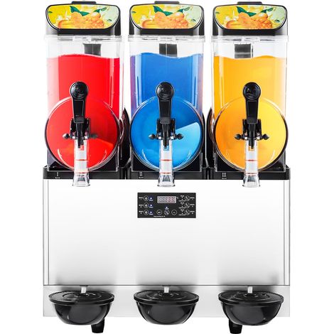 Machine à boissons glacées commerciale, 15Lx3 triple cuve, 180 gobelets, acier inoxydable, pour smoothies, margaritas, slushies, idéale fêtes, restaurants, bars, cafés. (1/5)