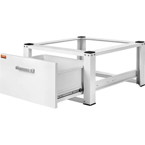 Base per lavatrice, supporto robusto, pratico cassetto portaoggetti, BIANCO (1/2)