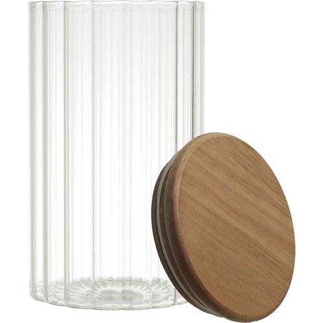Vaso in vetro Arno con coperchio in acacia (1/5)