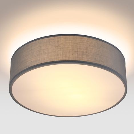 MONZANA® Round Fabric Ceiling Light Modern Fabric Material Circular Ceiling Lamp Light Shade 2xE27 40 Watt Socket Bedroom Lounge Childrens Room Office Grey (1/5)