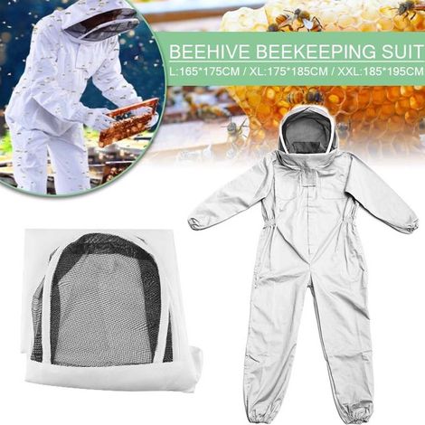 Combinaison d'apiculture complète, vêtements à capuche avec voile, veste de protection pour apiculteur, combinaison d'apiculture en coton avec équipement de capuche anti-guêpe TONCHEAN (1/5)