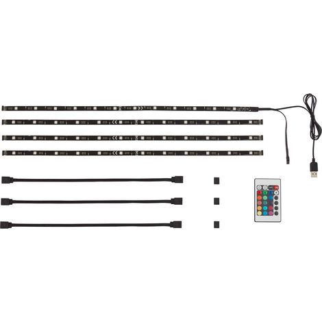 2 m Bande LED TV éclairage, LED, Bande LED rétroéclairage, TV, ruban LED, lumière barre, USB, autocollant, intensité variable, RGB, Plastique, noir, 50 x 10 x 3 cm (1/4)
