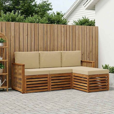 vidaXL Outdoor-Sofagarnitur mit Kissen 4 pcs Natur und Beige (1/5)
